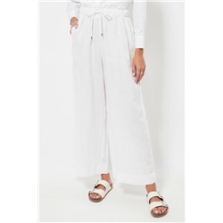 Pantalón recto de lino - Blanco