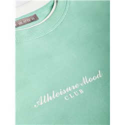 Свободный свитшот с принтом и разрезами из эластичного футера двухнитки без начеса