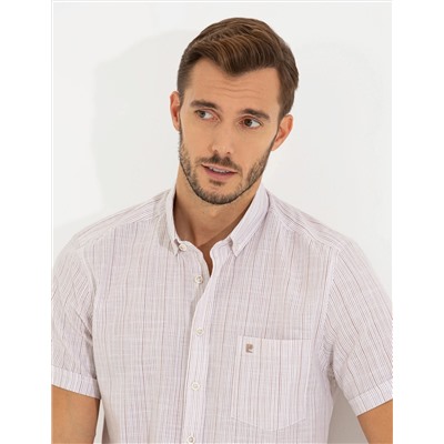 Bej Regular Fit Kısa Kollu Gömlek