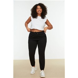 Trendyol Curve Siyah Jogger Paçası Lastikli Örme Büyük Beden Eşofman Altı TBBSS22EA0065