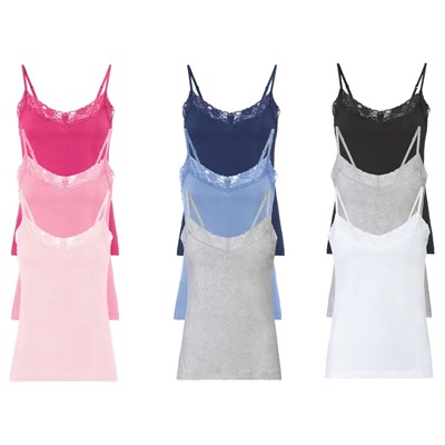 ESMARA® Spaghettiträgerhemden Damen, 3 Stück