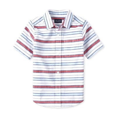 Boys Striped Chambray Button Down Shirt