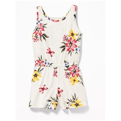 Printed Jersey Racerback Romper for Girls