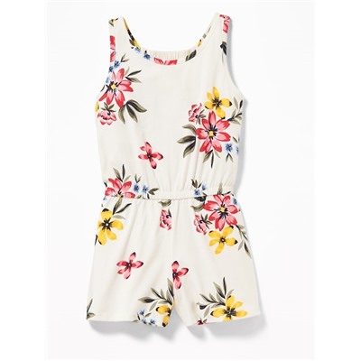Printed Jersey Racerback Romper for Girls
