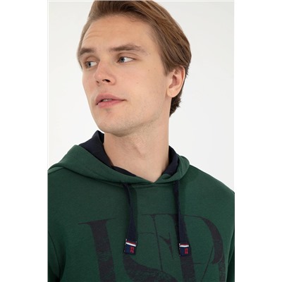Erkek Yeşil Kapüşonlu Sweatshirt