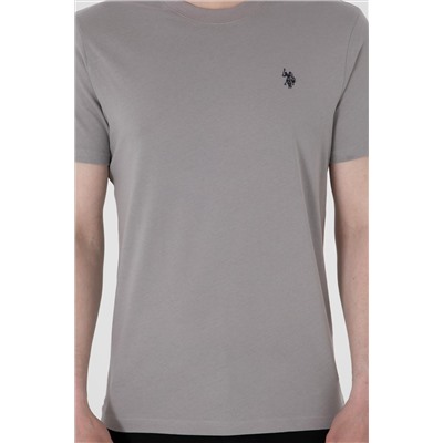 Erkek Regular Fit Bisiklet Yaka Koyu Gri Basic Tişört