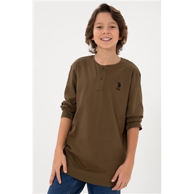 Erkek Çocuk Haki Basic Sweatshirt