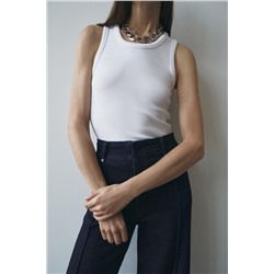 STRETCH RIBBED T-SHIRT