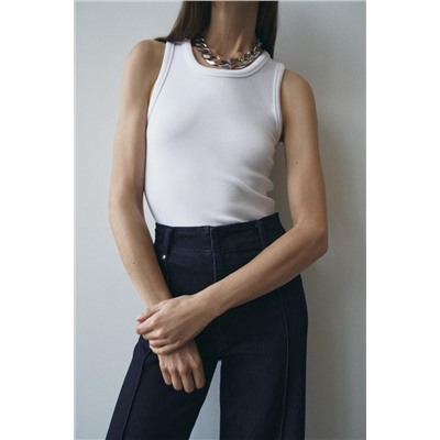 STRETCH RIBBED T-SHIRT