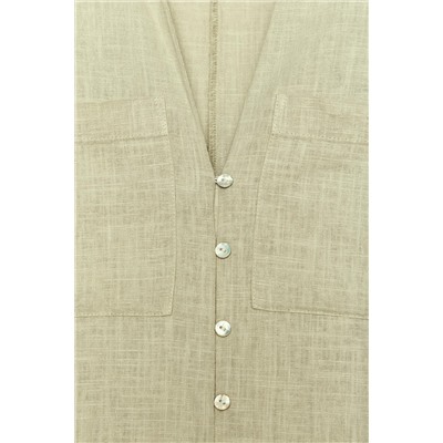LINEN BLEND SHIRT DRESS