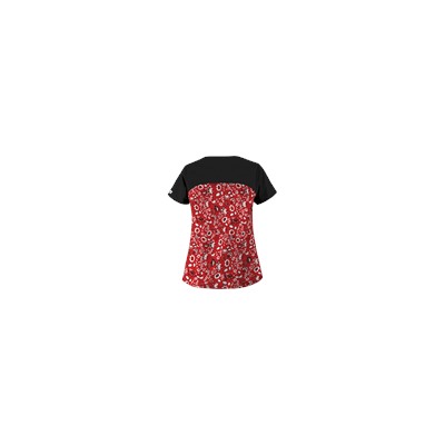 UA Bandana Blossom Red Rounded Notch Neck Scrub Top