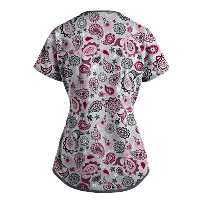 UA Gypsy Jewel Silver Print Scrub Top