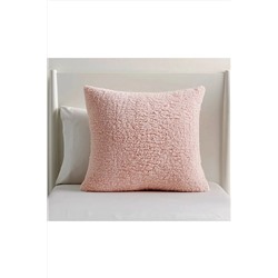 Benlisso Home Peluş Teddy Puffy Dekoratif Yastık Kırlent Kılıfı Pembe Pudra 43x43 1894