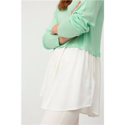 Jersey efecto doble prenda Verde agua y blanco