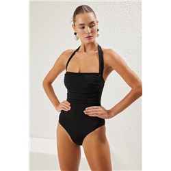 Trendyolmilla Siyah Straplez Drapeli Regular Mayo TBESS25MA00043