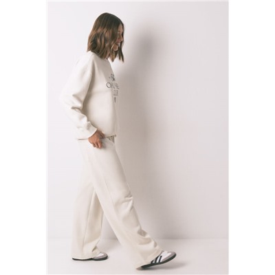 Pantalón largo felpa fina blanco