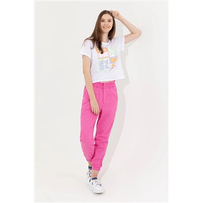 Kadın Mint Bisiklet Yaka Crop Tişört
