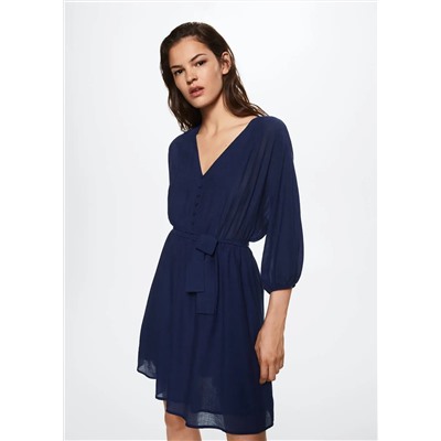 Vestido corto cinturón -  Mujer | MANGO OUTLET España