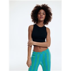 Crop Top aus Rippstrickjersey