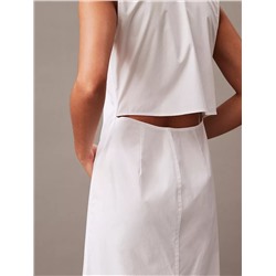 Stretch Poplin Cutout Shirt Dress