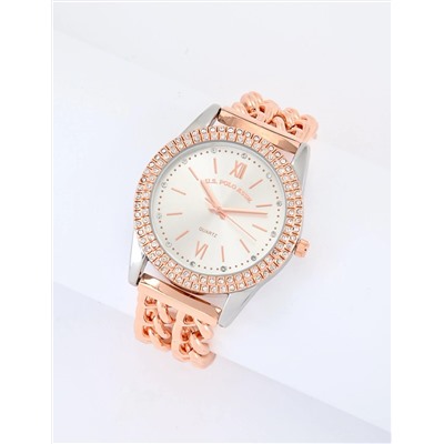 LADIES CLASSIC ROSE GOLD LINK BRACELET WATCH