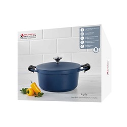 Кастрюля, 24 см, 4,2 л, с крышкой, с покрытием, алюминий, синяя, Agile, 62969