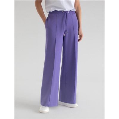 Прямые трикотажные брюки на резинке из футера двухнитки эластичные