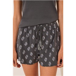 Pijama corto tirantes algodón paisley gris