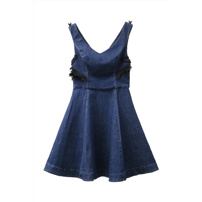 Vestido evasé vaquero Azul marino