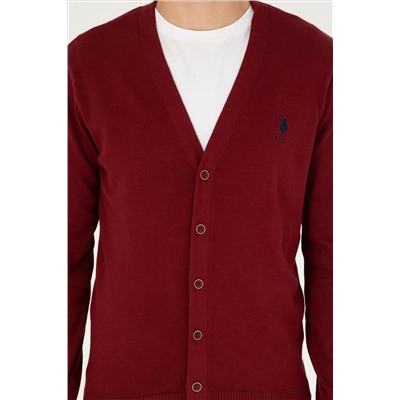 Erkek Bordo Basic Triko Hırka