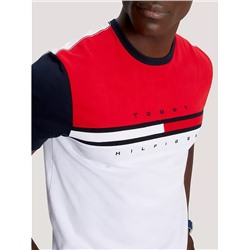 TOMMY HILFIGER COLORBLOCK FLAG STRIPE LOGO T-SHIRT
