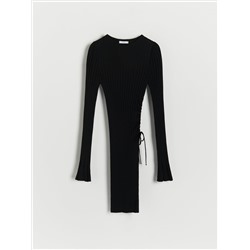 Strickkleid mit Gestreifter Struktur