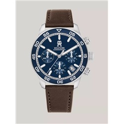 41MM TH85 Leather Band Chronograph Watch