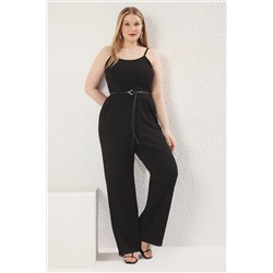 Siyah Askılı Örme Büyük Beden Tulum TBBSS25BG00001