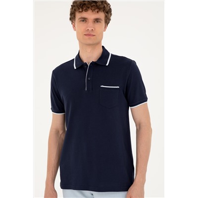 Erkek Regular Fit Polo Yaka Lacivert Tişört