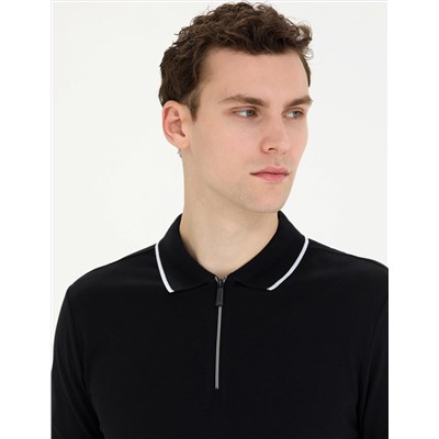 Siyah Slim Fit Polo Yaka Tişört