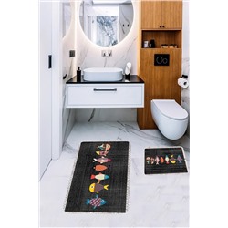 on the clouds Banyo Halısı Ikili Klozet Takımı Kaymaz Tabanlı Banyo Paspas Takımı 60x100 + 40x60 MEGP153