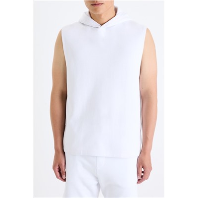 Sudadera con capucha sin mangas - Blanco