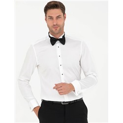 Beyaz Slim Fit Smokin Gömlek