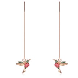 Kettchen-Ohrhänger mit einem Kristall-Kolibri