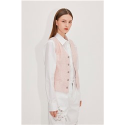 Chaleco de tweed Rosa empolvado y blanco