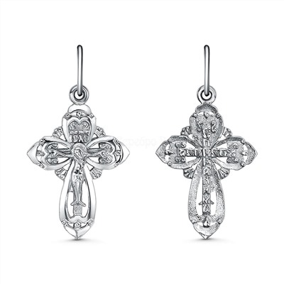 Крест из серебра родированный - 3,1 см 925 пробы 2-426р