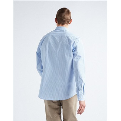 Popeline Striped Shirt, Men, Light Blue