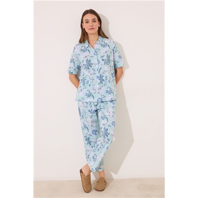 Pijama camisero Capri 100% algodón flores