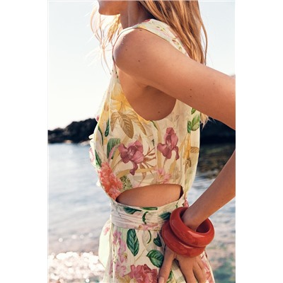 FLORAL CUT-OUT PRINT DRESS