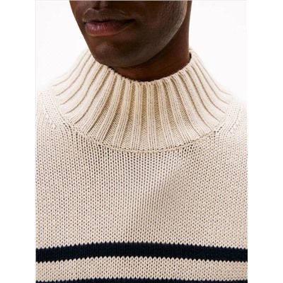 Relaxed Breton Stripe Mockneck Sweater