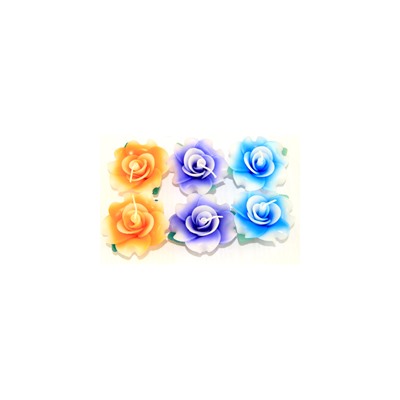 Набор свечей «Розы» (голубой+синий+оранжевый) / Roses candles (blue+orange)