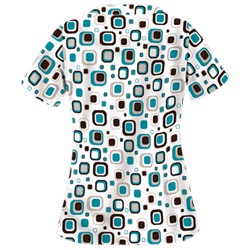 UA Funky Geo Teal Scallop Neck Top