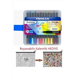 Pensan Fineliner 0.4 Mm Yeni Teknoloji Uç 24 Farklı Renk + Boyanabilir Kalemlik Hediye 6500HPSS