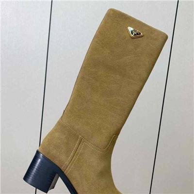 Замшевые сапоги с круглым носом Prad*a 👢   Реплика 1:1